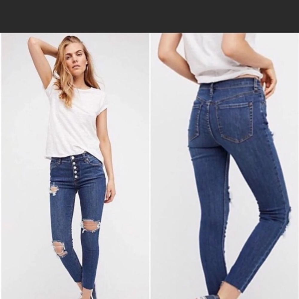 NWT Free People destroyed Reagan Skinny Jeans size 27